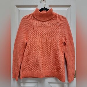 Talbots Women's Coral Cable Knit Mock Neck Sweater Size LP